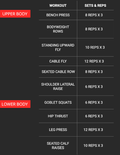 gym workout chart template