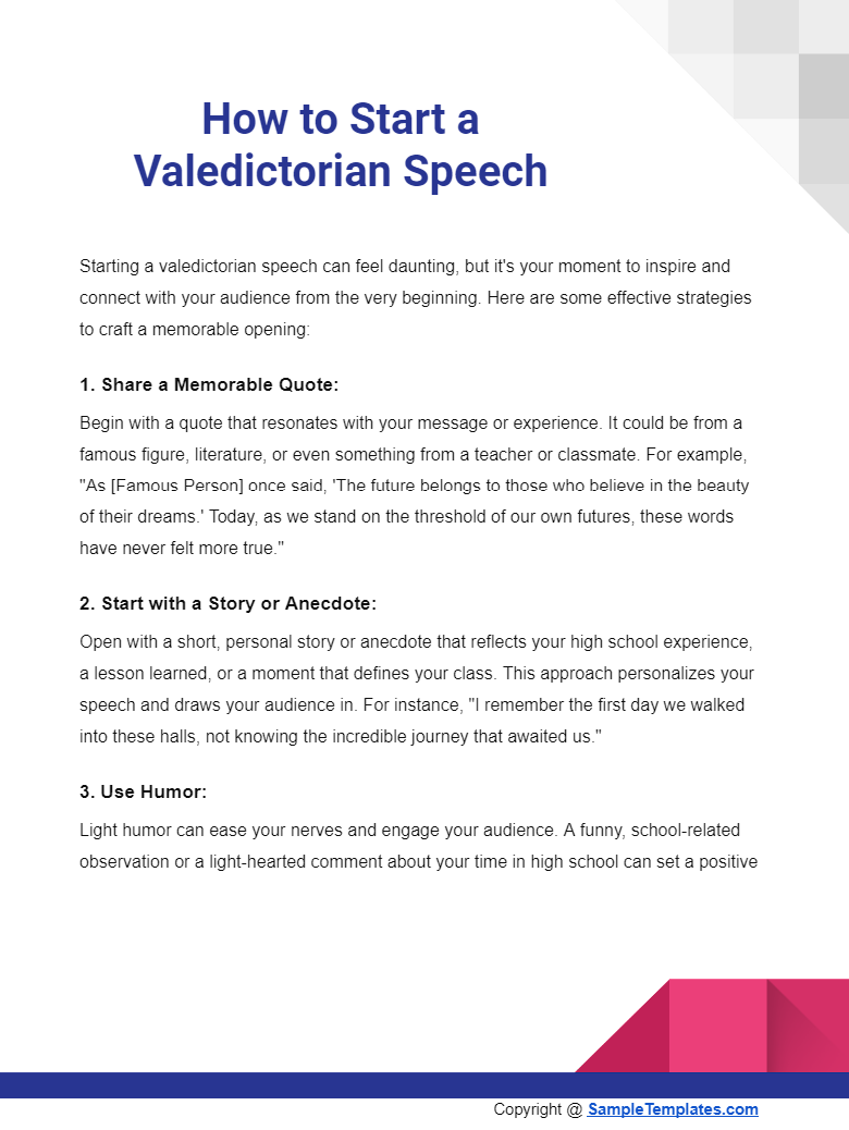 how to start a valedictorian speech