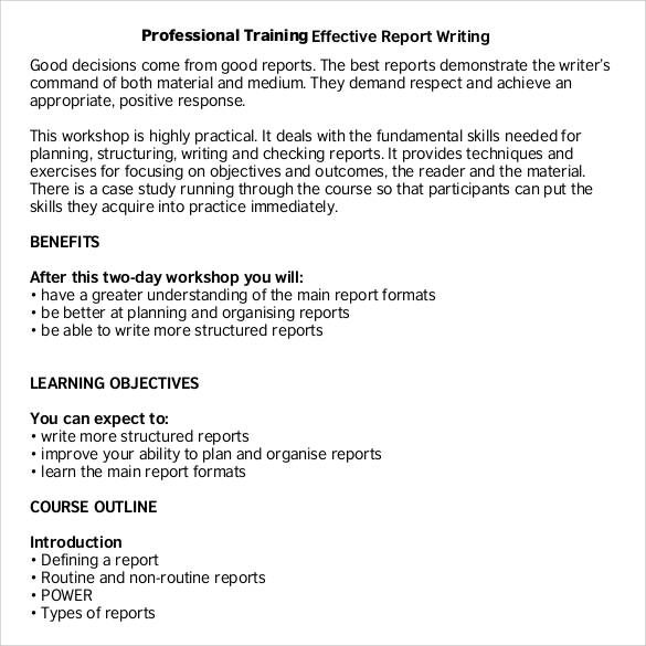 research report writing training