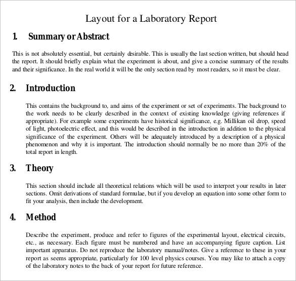 describe in brief the layout of a research report