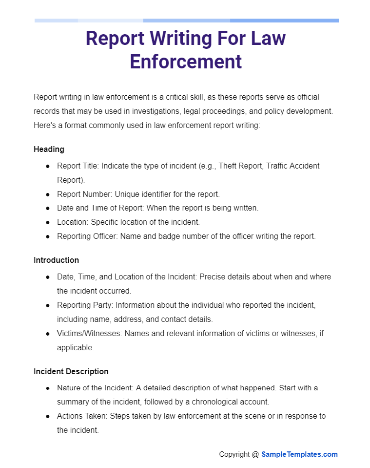 report writing for law enforcement