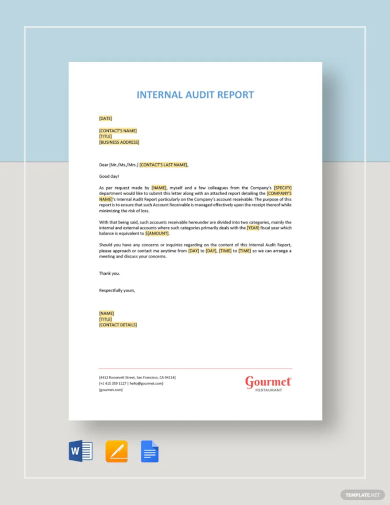 sample internal audit report