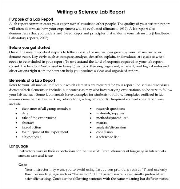 science lab report writing