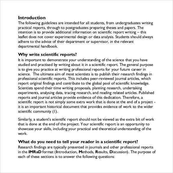 scientific research on report writing