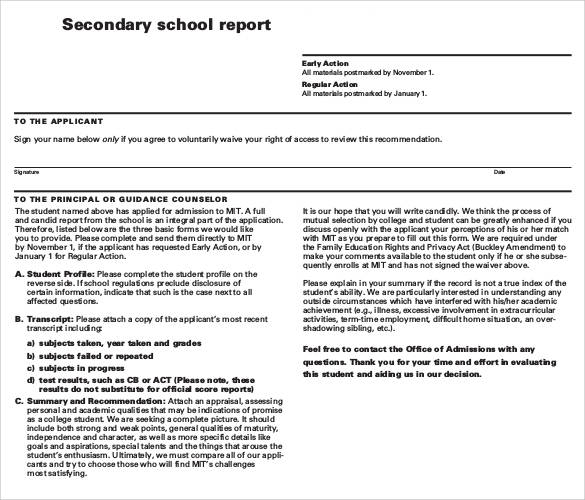 secondary report writing