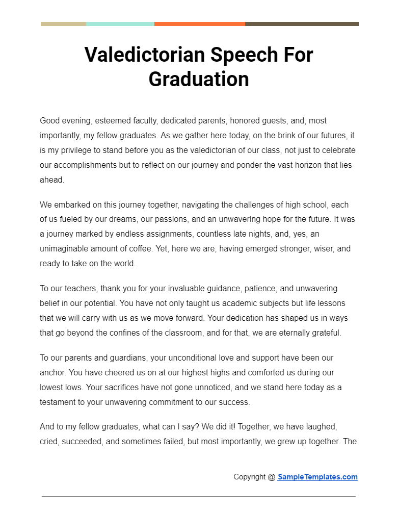 valedictorian speech for graduation