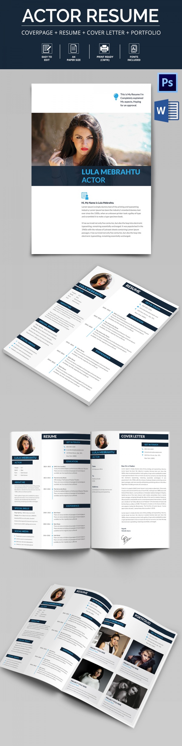 editable actor resume template