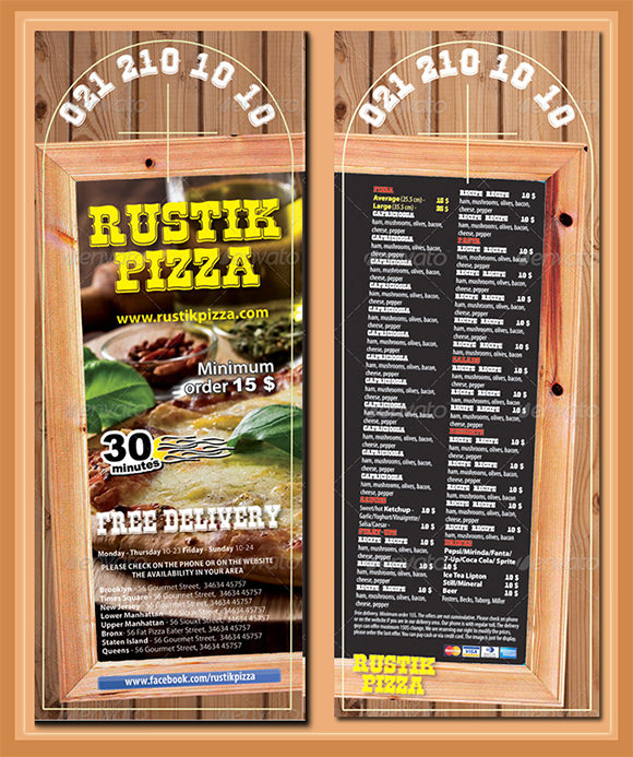 restaurant pizza delivery door hanger template