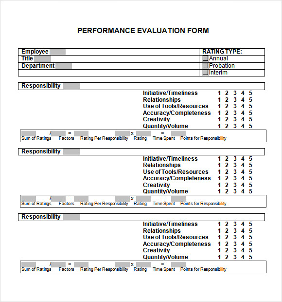 access employee performance evaluation form templates database