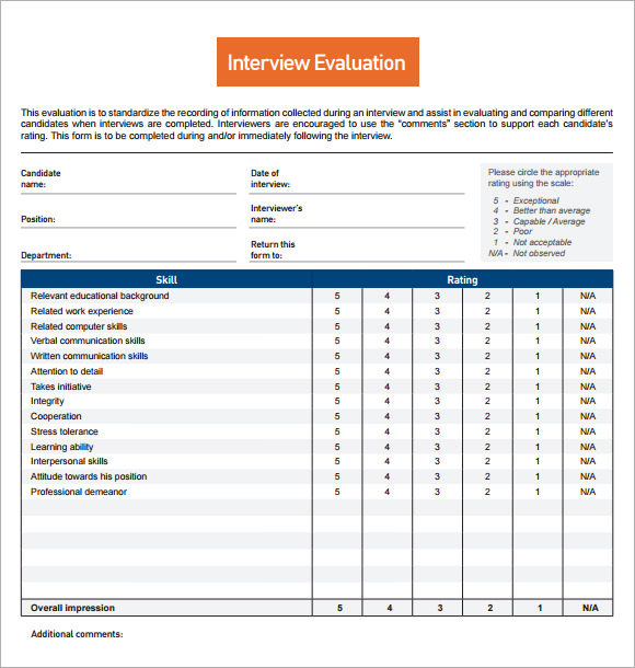 FREE 9+ Interview Evaluation Forms in PDF | Word