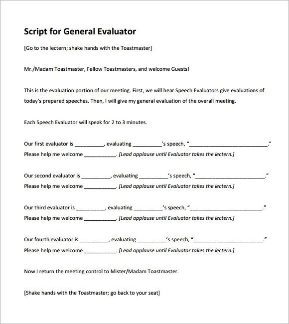 general evaluation template pdf