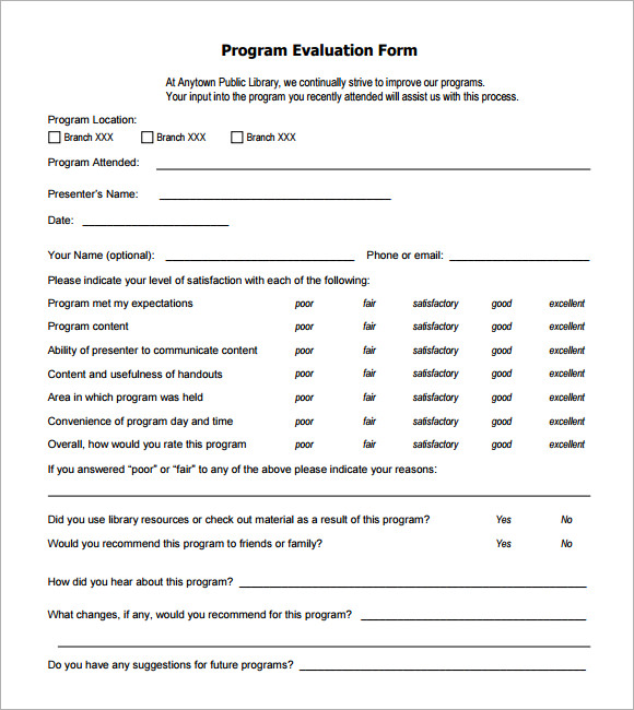 program evaluation methodology sample