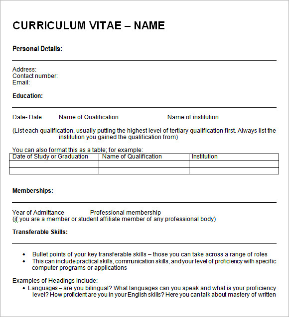 Job Curriculum Vitae Format Pdf - Curriculum Vitae Cv Examples - How to