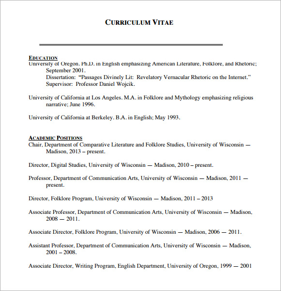 FREE 6+ Sample Blank CV Templates in PDF MS Word