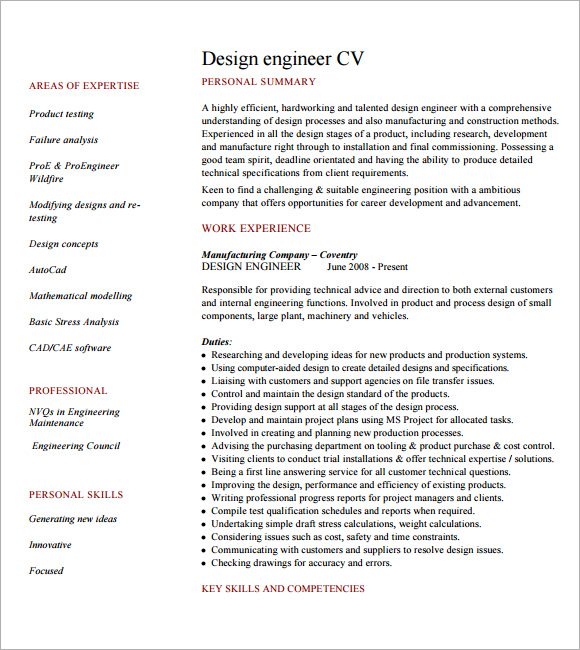 engineering cv template sample