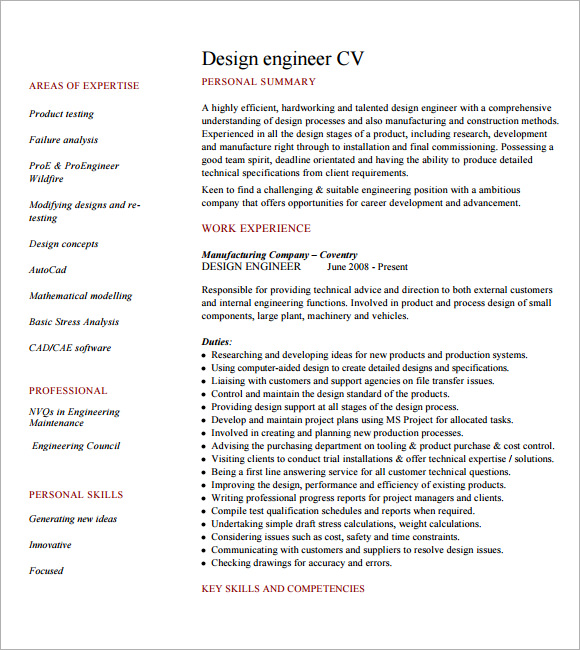 Free 7 Sample Engineering Cv Templates In Pdf