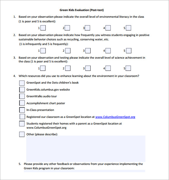 sample program evaluation form