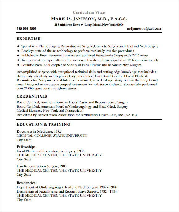 FREE 7  Sample Medical CV Templates in PDF