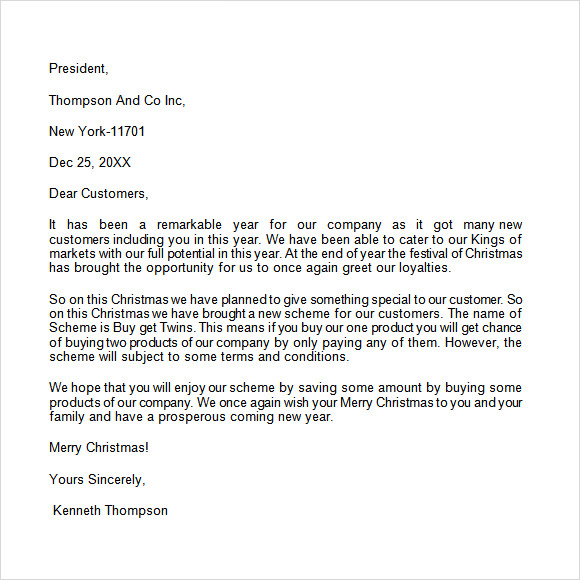 business holiday letter template