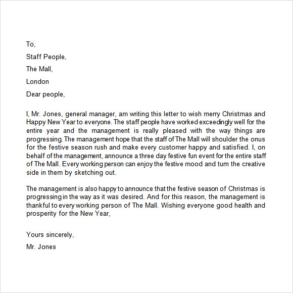 christmas greetings letter