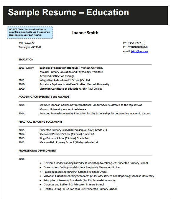 free teaching cv template