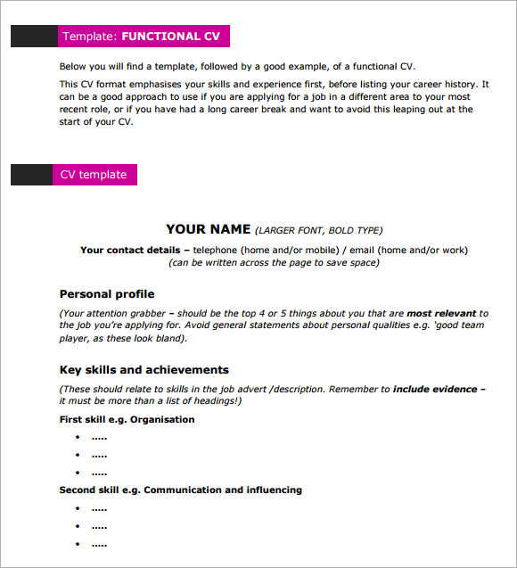 simple functional cv template