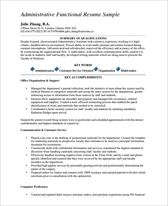 pdf sample functional cv template