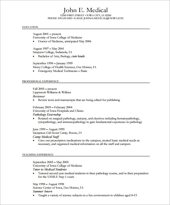 pdf printable professional cv template