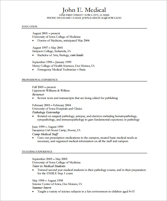 FREE 8+ Sample Professional CV Templates in PDF | MS Word