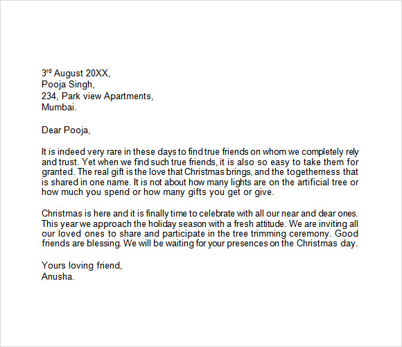 christmas letter to friend