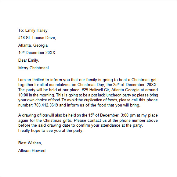 Christmas Party Invitation Letter 1