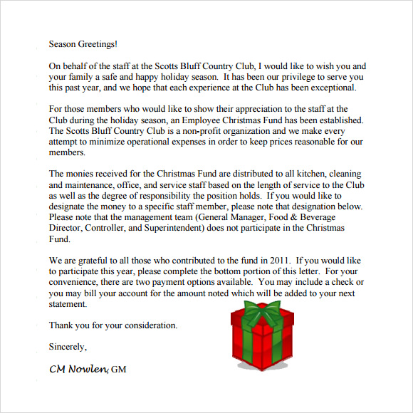 Employment Christmas Letter Sample