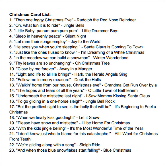 Christmas Carol Template