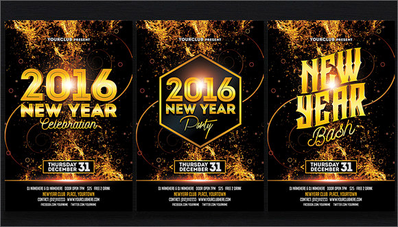 new year bash flyer template