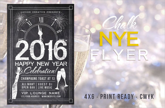 chalk new years eve flyer invite template