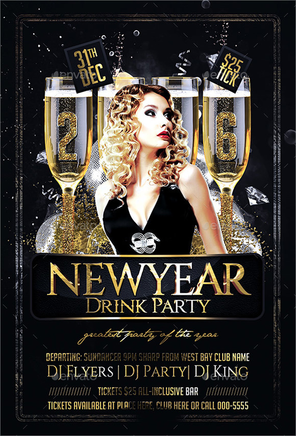 new year 2016 party flyer template