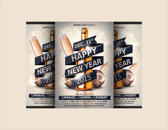 modern new year party flyer template