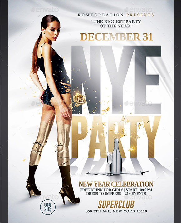 new year chic party flyer template