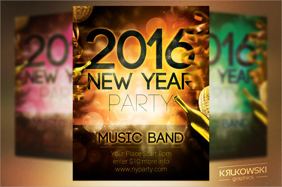 2016 new year party brochure template