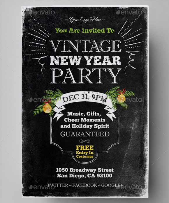 vintage new year party brochure template