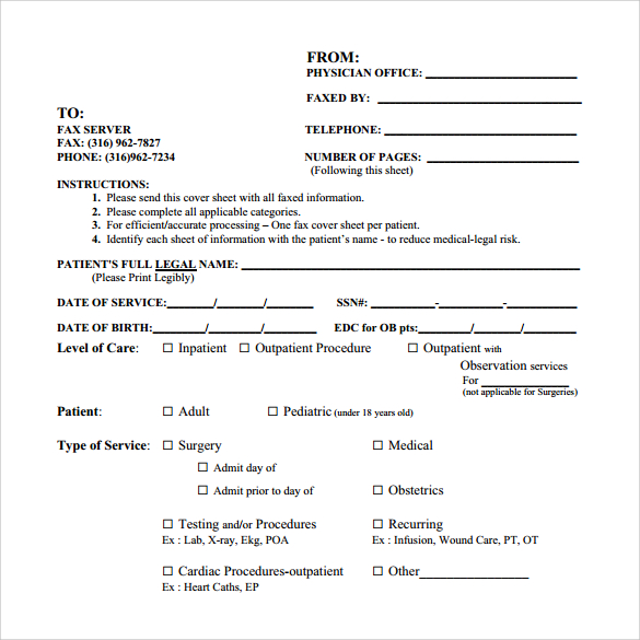 personal fax cover sheet to print