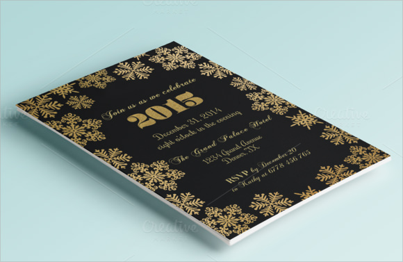 gold new years invitation template