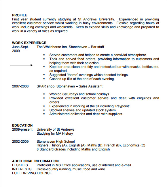 FREE 9+ Sample Student CV Templates in PDF | MS Word