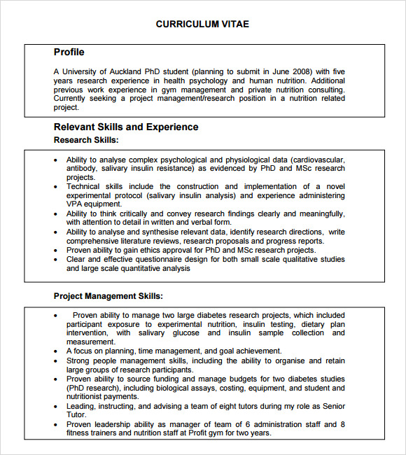 student cv sample format