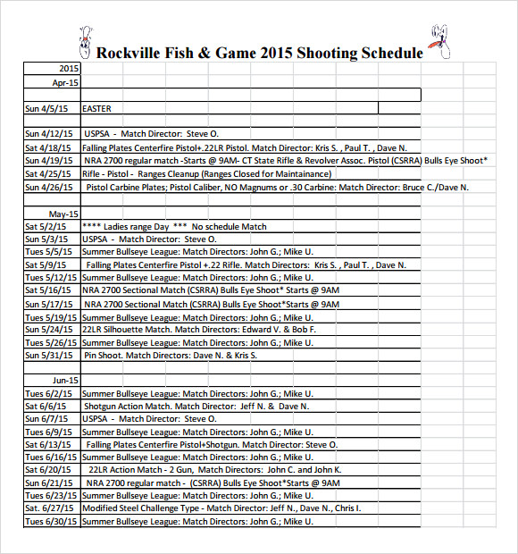 shooting schedule format