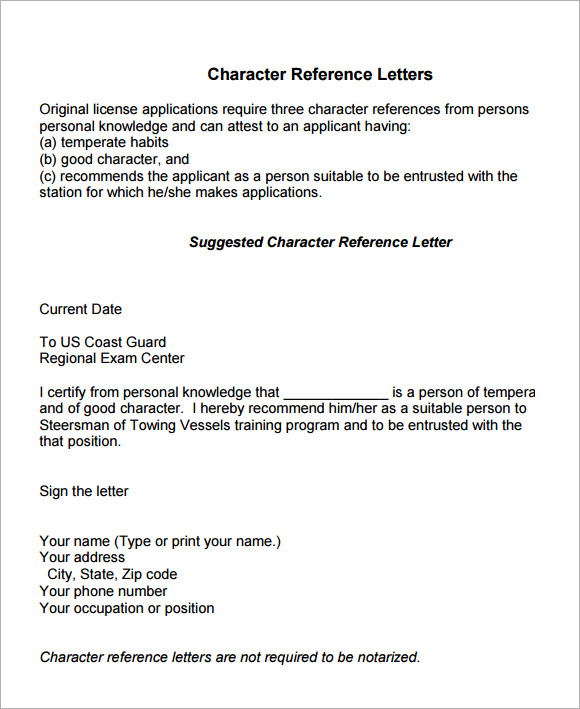 character reference template example