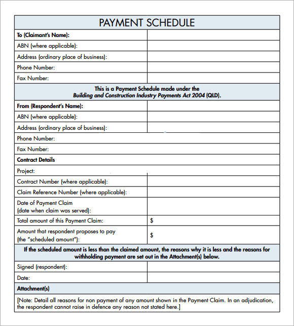 10 Payment Schedule Templates Download for Free Sample Templates