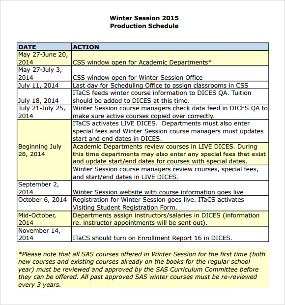 FREE 8+ Sample Production Schedule Templates in PDF | MS ...