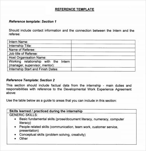 job reference template download