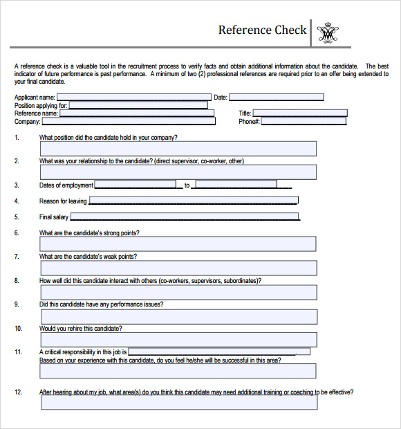 reference check template free download